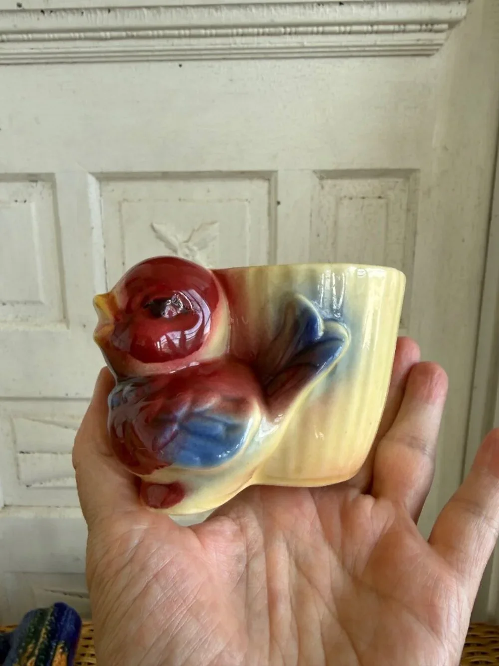Vintage 50's Shawnee Red Chick Bird Cup Planter Vase